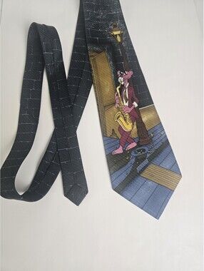 Pink Panther Vintage Men’s Tie Saxophone Player Jazz Music Novelty Tie Ateway